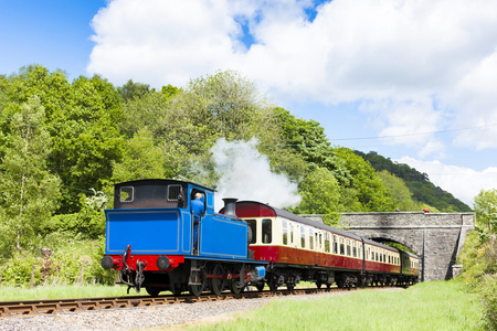 蒸汽火车 湖滨区和 haverthwaite 铁路 坎伯里亚英格兰