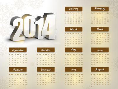 新的一年 2014年日历