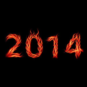 未来新 2014 年火看数字。矢量图