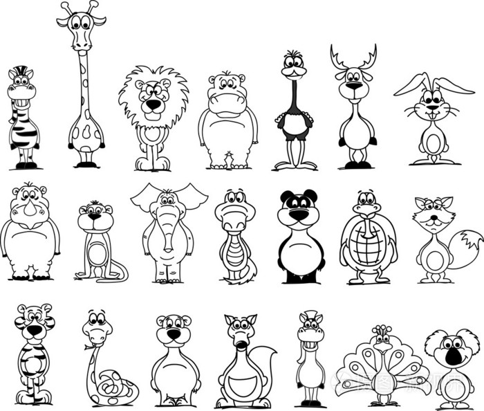 黑色和白色的卡通动物