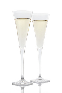 两杯香槟白色上孤立