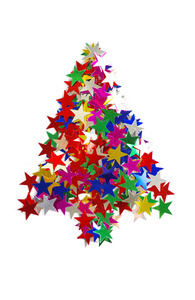 圣诞树组成的五彩缤纷的小星星