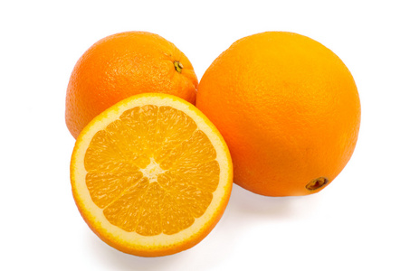 在白色背景上的橘子