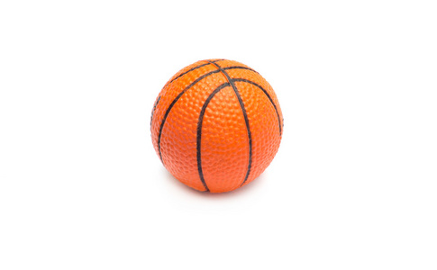 橙色篮子球，在白色背景上的照片