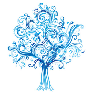 蓝色冬天的树，漩涡