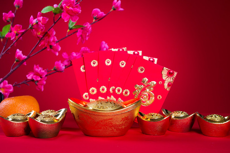 中国农历新年的装饰，通用汉字象征
