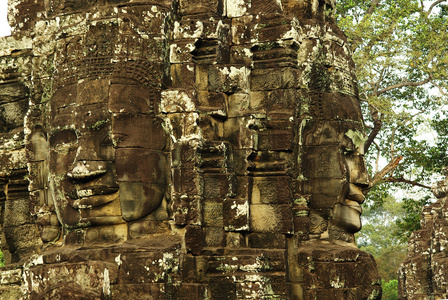 刻石面孔在柬埔寨吴哥窟古庙