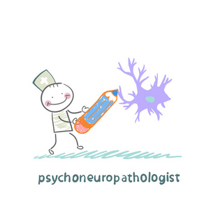 psychoneuropathologist 铅笔绘制脑神经细胞