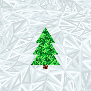几何抽象的圣诞树上蓝色的抽象背景