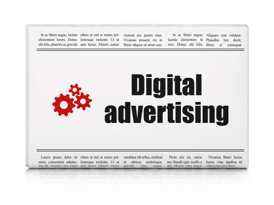 广告的概念 数字广告和齿轮的报纸