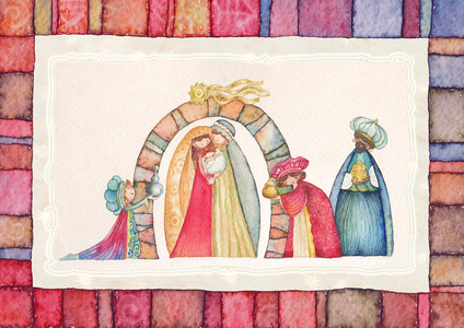 圣诞基督诞生的场景和三个国王