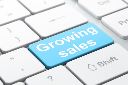 经营理念 计算机键盘背景上的销售增长
