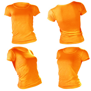 妇女的空白橙色 t 恤模板