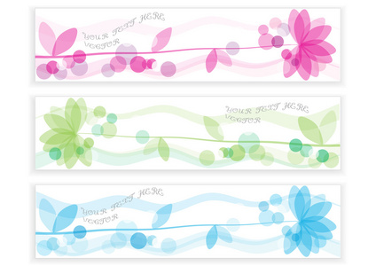 浪漫的花朵装饰横幅一套