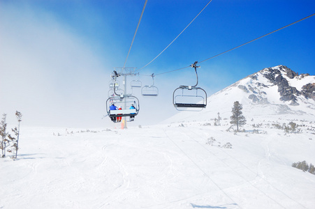 在高塔特拉山区 strbskepleso，斯洛伐克最受欢迎的滑雪胜地索道