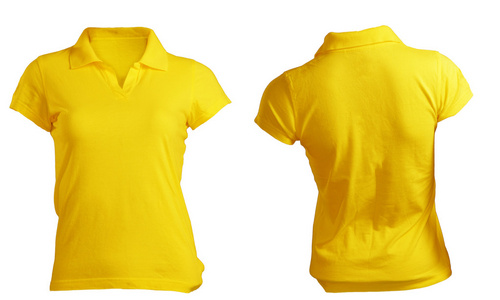 妇女的空白黄色 polo 衫模板