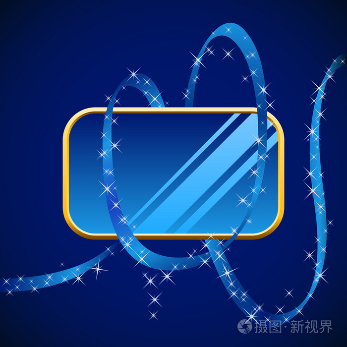 空白的蓝色光泽旗帜包裹着蓝丝带