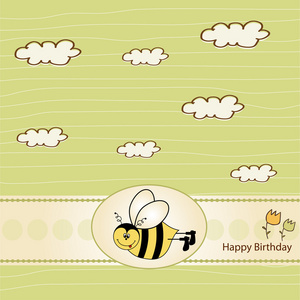 与蜜蜂生日贺卡
