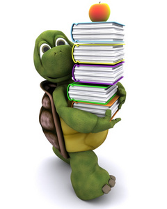 学校画册和苹果的乌龟图片