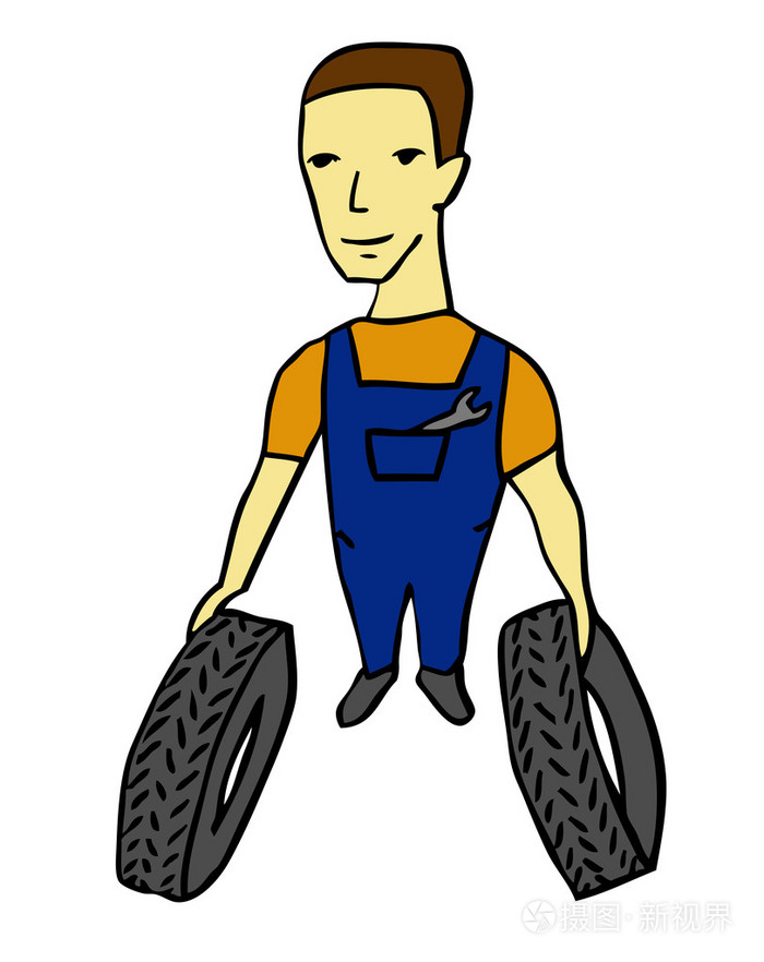 工人用轮胎插画-正版商用图片1e9n3p-摄图新视界