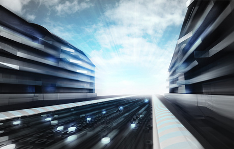 未来的城市街道在信息时代壁纸照片