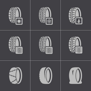 矢量黑轮胎图标集