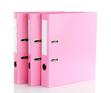 粉红色的文件夹，在白色隔离