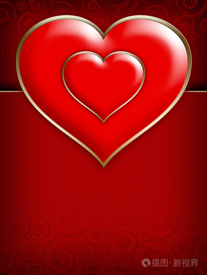 两个红色的心在红色背景