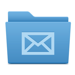 与邮件的蓝色文件夹。邮件图标
