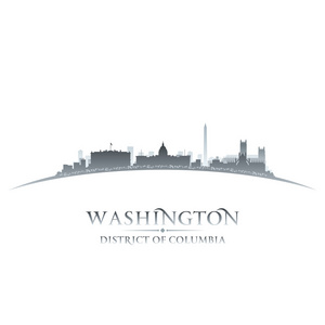 华盛顿 dc 城市天际线轮廓白色背景