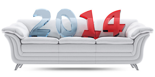 在白色的皮质沙发上 2014年新的一年