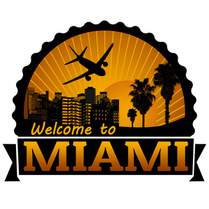 迈阿密旅游标签或印戳