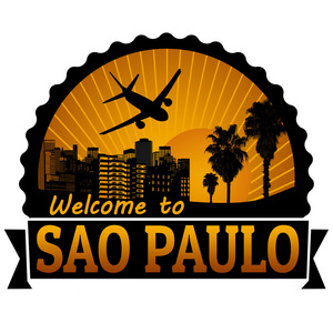 巴西圣保罗旅行标签或印戳