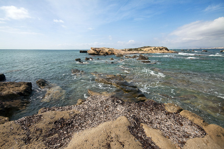 海岸与岩石和海藻