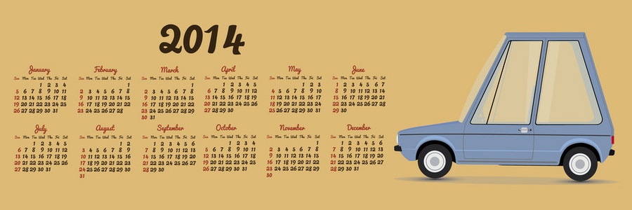 与卡通车 2014年日历