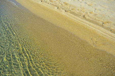 金色的沙子和水