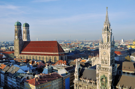 新的市政厅在慕尼黑的鸟瞰图