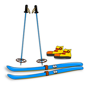 滑雪滑雪板 靴子 极点图的设备