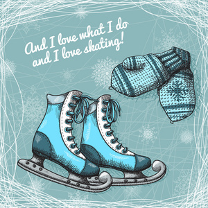 滑冰和针织的羊毛手套海报图片