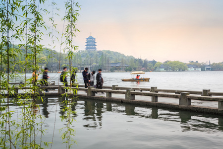 美丽杭州西湖胜景在春天图片