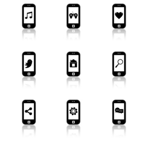 智能手机与社交媒体标志图标
