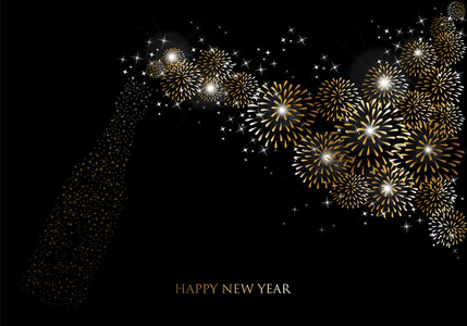 新年快乐 2014年香槟烟花贺卡