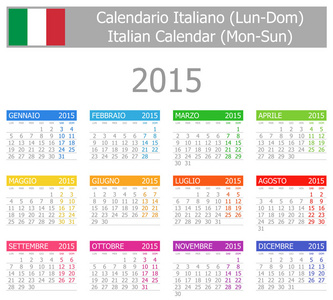 2015 意大利类型 1 日历星期一到星期日