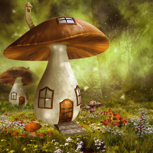 色彩缤纷的蘑菇房子