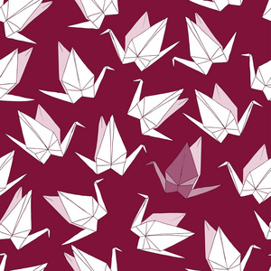 折纸鹤矢量无缝模式
