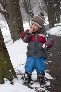 孩子玩雪