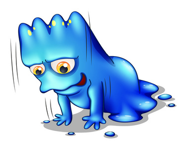 俯卧撑卡通独自一个人锻炼的蓝色怪物照片