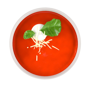 陶瓷碗孤立顶部的番茄汤