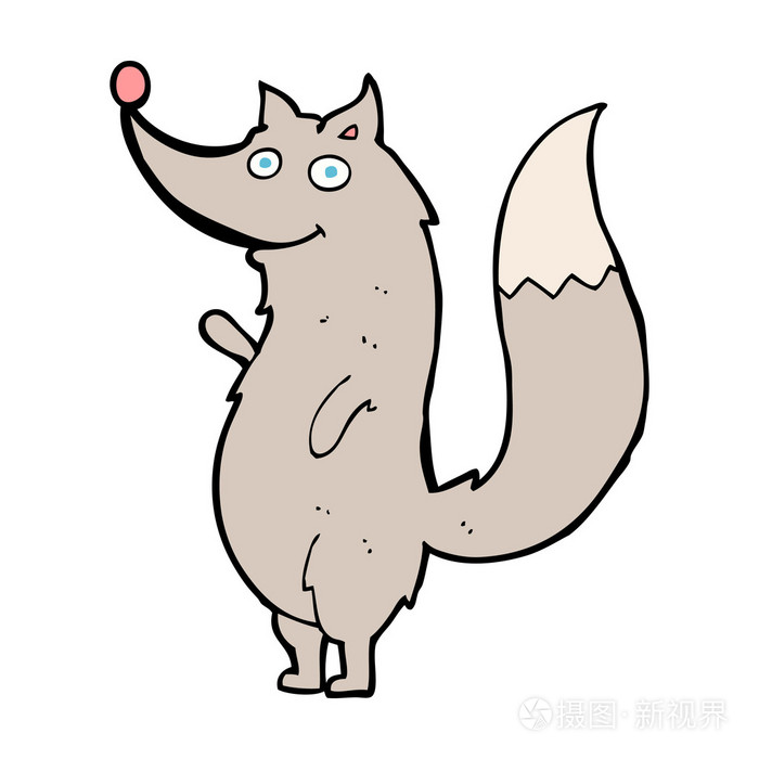 卡通挥舞着大灰狼