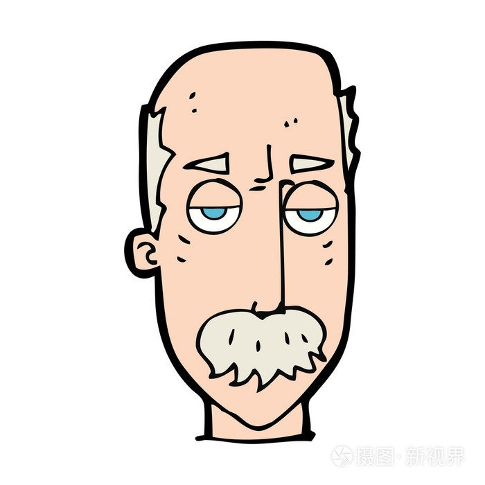 卡通无趣的老男人